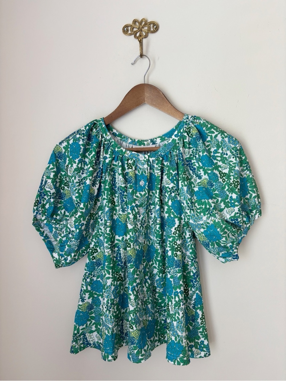 Smith & Quinn Green Floral Button Front Imogen Top XS Summer Garden Party